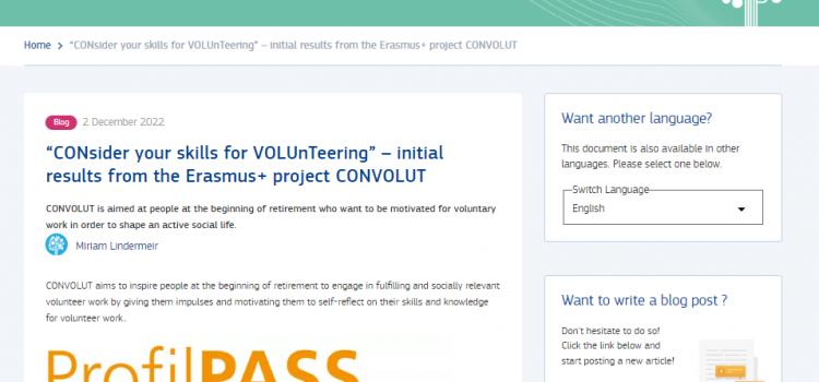 EPALE article on latest activities in CONVOLUT available!
